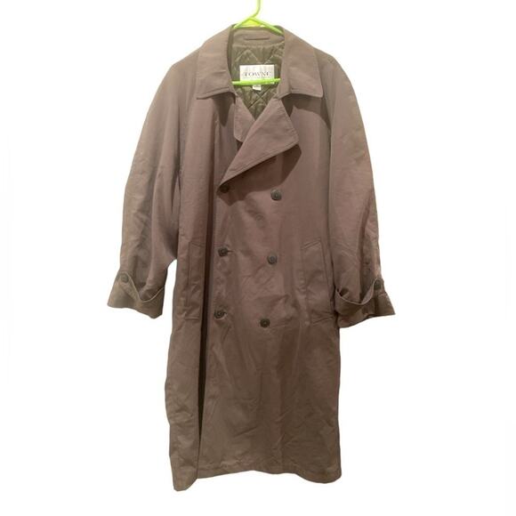 Men's TOWNE London Fog Raised Twill Double-Breasted Coat 38S Green - Picture 3 of 7